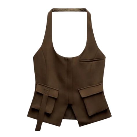 Brand: Zara Size: Small Color: Brown Condition: New W/ Tags Blouses Vintage, Slim Blouse, Y2k Summer Outfits, Backless Tank Top, Parka Women, Stand Collar Jackets, Womens Halter Tops, Middle Age Fashion, Womens Tops Summer