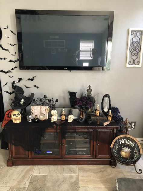 Halloween Tv Stand, Halloween Tv Stand Decor, Tv Stand Decor, Halloween Decor, Tv Stand, Halloween Decorations, Tv, Halloween