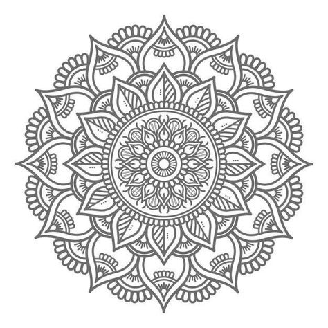 Line Art Mandala, Mandala Flower Design, Mandala Illustration, Hand Drawn Mandala, Drawn Mandala, Vector Line Art, Rangoli Side Designs, Easy Mandala Drawing, Abstract Coloring Pages