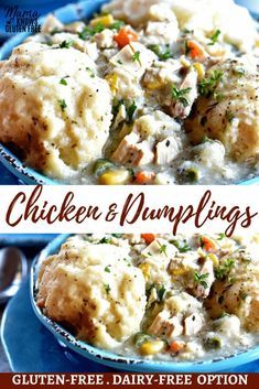 Gluten-Free Chicken and Dumplings {Dairy-Free Option} - Mama Knows Gluten Free Chicken And Dumplings Gluten Free, Gluten Free Chicken Soup, Dairy Free Soup Recipe, Gluten Free Dumplings, Gf Df Recipes, Dairy Free Meals, Dairy Free Recipes Dinner, Df Recipes, Gluten Free Dinners