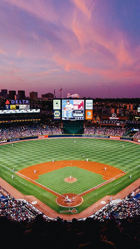 Atlanta Braves Iphone Wallpaper, Atlanta Braves Stadium, Braves Wallpaper, Anaheim Angels Baseball, Atlanta Braves Wallpaper, Brave Wallpaper, Stadium Wallpaper, Major League Baseball Stadiums, Braves Game