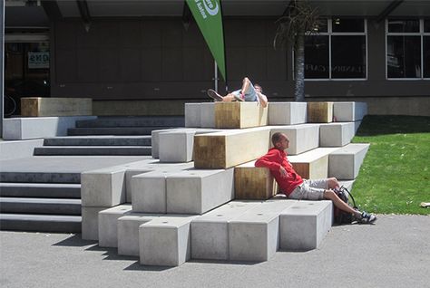 Urban Plaza Design Public Spaces, Urban Spaces Design, Urban Playground, Media Room Design, Urban Design Concept, Pocket Park, New Plymouth, Public Seating, Landscape Architecture Design