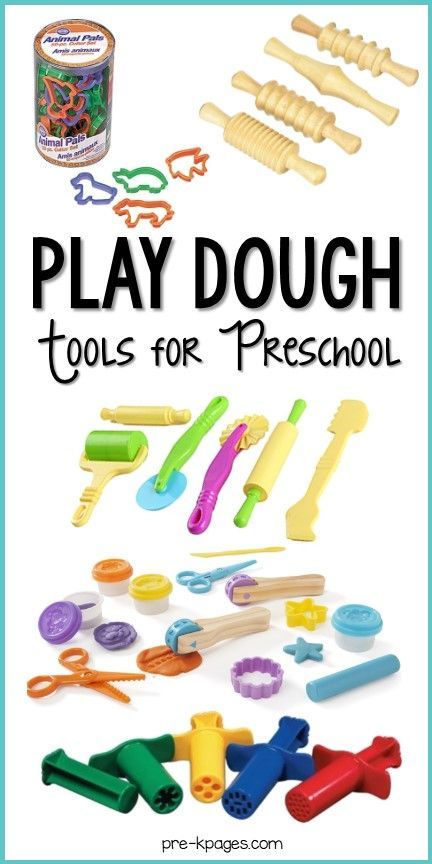 Play dough tools and toys for your preschool, pre-k, or kindergarten classroom. A list of favorite tools your kids will love using in the play dough center. Play Dough Center, Play Doh Activities, Play Doh Tools, Kids Play Dough, Playdough Tools, Pre K Pages, Fine Motor Activities For Kids, Fine Motor Skills Activities, Tools And Toys