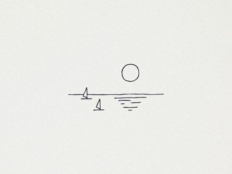 Sailboat And Anchor Tattoo, Boat On Water Tattoo, Semester At Sea Tattoo, Sailboat Line Drawing, Sailboat Drawing Simple, Ocean Line Tattoo, Minimalist Tattoo Aesthetic, Ocean Line Drawing, Sailboat Tattoo Simple