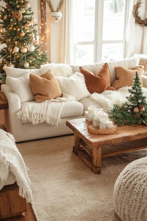 Icicle Decorations, Cozy Christmas Living Room, Christmas Dining Table Decor, Holiday Living Room, Decor Ideas For Living Room, Christmas Dining Table, Christmas Living Room, French Country Living Room, Warm Decor