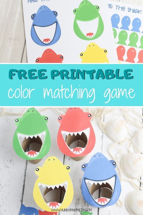 Your toddler and preschooler will have a blast with this fun toilet paper roll craft color sorting game! This simple color sorting for toddlers activity is also a great color sorting printable! There are so many ways you can play this shark activity -- it's perfect for a preschool shark theme, preschool ocean theme, or preschool fish theme! If you're searching for preschool fish activities, preschool shark activities, or preschool ocean activities, these fun preschool printables are perfect! # Preschool Fish Theme, Preschool Activities Ocean Theme, Ocean Math Activities For Toddlers, Ocean Outside Activities Preschool, Fish Activity For Toddlers, Ocean Life Activities For Toddlers, Ocean Sorting Activities, Shark Week For Toddlers, Ocean Activity For Toddlers