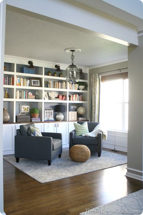 We turned our unused dining room into a library and the result is stunning! Thrifty Decor Chick Dining Room Turned Library, Dining Room Conversion, Front Rooms, Flex Room, Room Remodeling, Home Library, A Living Room, Formal Living Rooms, Formal Living