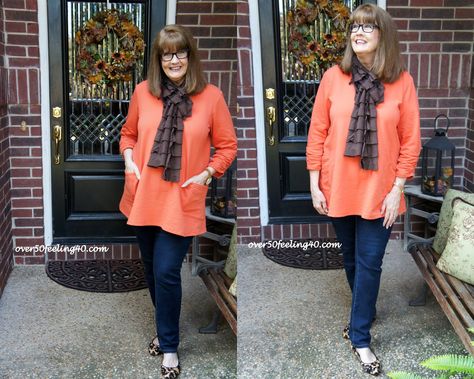 over50feeling40: Susan Graver Style: A Sweatshirt to Love! Style A Sweatshirt, Fall 2014 Fashion, Fashion 2014, Resale Shops, Susan Graver, 2014 Fashion, Fall Fashion, Over 50, Red Leather Jacket