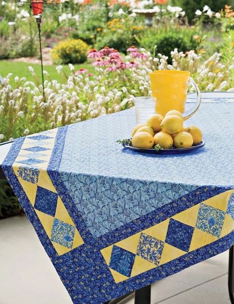 100869422_600 French Tiles, French Country Tablecloths, Quilting Table, French Tile, Quilted Items, Quilting Digest, Table Topper Patterns, Two Color Quilts, Yellow Quilts