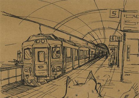 train station ＿ 2015 #art #sketch #illustration #animal #fox #train station #Kraft #life #Paint Train Drawing, Life Paint, Perspective Art, Architecture Drawing Art, Interior Design Architecture, Perspective Drawing, Sketch Illustration, Arte Sketchbook, Art Sketch