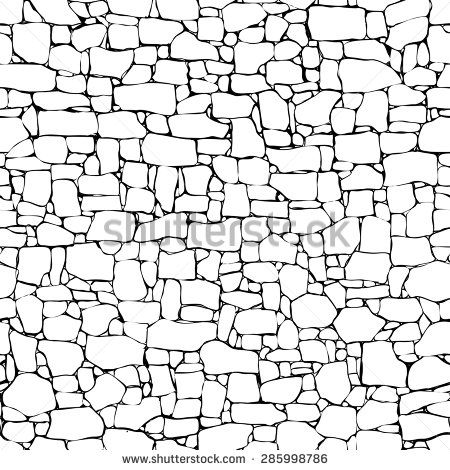 Seamless vector black and white background of stone wall ancient building with different sized bricks (drawn by ink). - stock vector Stone Wall Drawing, Stone Sketch, Stone Drawing, Stone Wall Texture, Texture Drawing, Brick Wall Background, Brick Texture, Dry Stone, Ancient Buildings