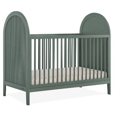 Delta Children Eloise 4-in-1 Convertible Crib - Greenguard Gold Certified Green Crib Nursery Girl, Green Boy Nursery Ideas, Olive Green Crib, Cottage Core Nursery, Green Crib, Green Nursery Boy, Nursery Inspiration Boy, Nature Inspired Nursery, Antique Nursery