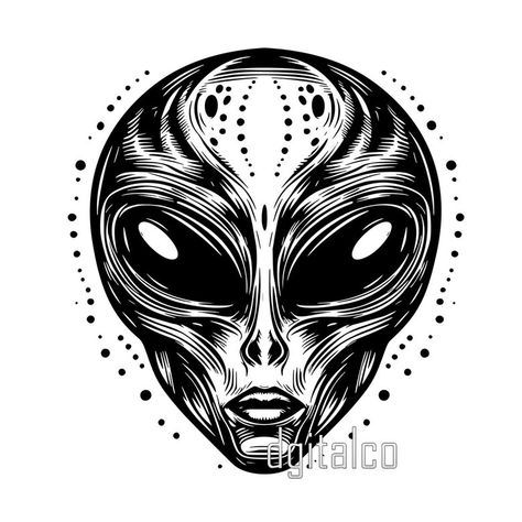 Alien Face Tattoo, Alien Tattoo Design, Vector Tattoo Design, Face Tattoo Design, Vector Tattoo, Alien Face, Tattoo Vector, Alien Tattoo, Graphic Illustrations