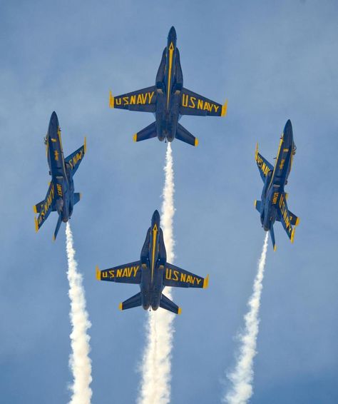 In this file photo provided by the Florida Keys News Bureau, the U.S. Navy's Blue Angels perform their precision aerobatics over the Florida Keys during the Southernmost Air Spectacular at Naval Air Station Key West, in Key West, Fla. (AP Photo/Florida Keys News Bureau, Rob O'Neal, File) Blue Angels Air Show, Us Navy Blue Angels, Angel Flight, Uss Arizona, Go Navy, Navy Aircraft, Blue Angel, Military Jets, U S Navy