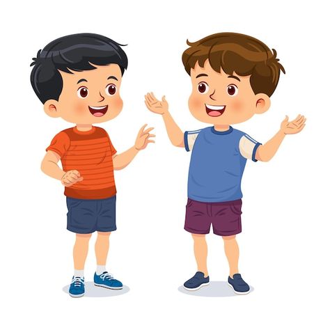 Two little boys have fun talking togethe... | Premium Vector #Freepik #vector #kids-talk #kids #cute-kids #kids-cartoon Children Cartoon Images, Friend Group Of 4, Talking Animation, Cartoon Talking, Children Talking, Person Talking, Talk Boy, Kids Animation, Friends Talking