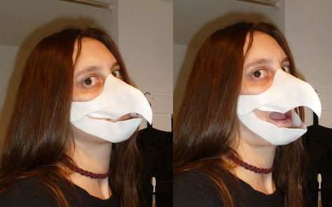 Fun Halloween Cosplay Masks And Prosthetics, Artistic Halloween Cosplay Masks And Prosthetics, Cardboard Fursuit Mask, Halloween Larp Mask And Prosthetics, Post-apocalyptic Masks And Prosthetics For Halloween Cosplay, Bird Beak Mask, Cosplay Ideas Diy, Fursuit Tutorial, Bird Beaks