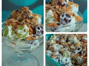 Grape salad Grape Salad Recipe, Candy Bar Recipe, Apple Walnut Salad, Butterfinger Candy, Grape Salad, Bar Recipe, Soften Cream Cheese, Potatoe Salad Recipe, Easy Salad Recipes