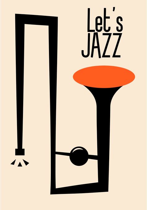 Presenting "Let's Jazz," an elegant and attention-grabbing print. Its design pays tribute to the influential American advertising and typography of the mid-20th century. Immerse yourself in its timeless allure. Art Poster Prints, Jazz Asethic, American Poster Design, Classy Poster Design, Posters For Print, Jazz Posters Design, Jazz Art Vintage, Wall Art Vintage, Jazz Posters Vintage