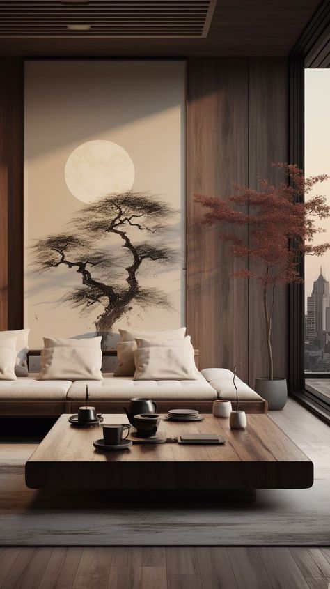 Japanese Living Room Design, Japandi Style Living Room, Japan Decor, Space Drawing, Zen Interiors, Japandi Living, Asian Interior, Fujian China, Zen Space