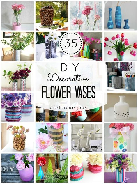 35 DIY Flower Vases (Creative tutorials) Diy Flower Vases, Cheap Candle, Flowers And Vases, Vases Flowers, Spoon Craft, Nails Tools, Flowers Creative, Vase Diy, Air Clay