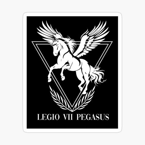 Get my art printed on awesome products. Support me at Redbubble #RBandME: https://www.redbubble.com/i/sticker/Pegasus-Legion-by-kjanedesigns/150726679.EJUG5?asc=u Spartan Pegasus Tattoo, Rising Tattoo, Red Pegasus, Pegasus Sailor Moon, Pegasus With Rider, Pegasus (mythology), Red Rising, Tattoo Inspo, Science Poster