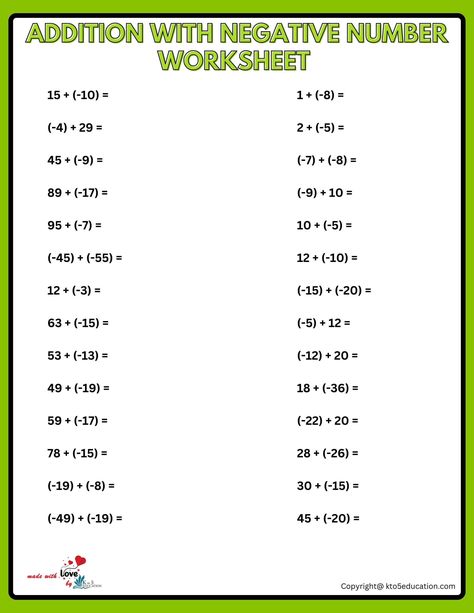 Addition Of Integers Worksheet | FREE Download Check more at https://kto5education.com/addition-of-integers-worksheet/ Math Integers Worksheet, Addition And Subtraction Of Integers, Addition Of Integers Worksheet, Grade7 Math, Maths Hacks, Inquiry Based Learning Kindergarten, Addition Of Integers, Adding Integers Worksheet, Algebra 2 Worksheets