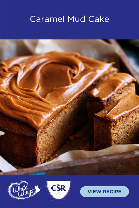 This mouth-watering Caramel Mud Cake is every caramel lovers dream! With a caramelised white chocolate ganache, it is the ultimate Mud Cake. Mud Cake Recipe, Caramel Mud Cake, Mud Cake Recipes, Chocolate Mud Cake, White Chocolate Ganache, Mud Cake, Chocolate Caramel, Round Cake Pans, Wing Recipes