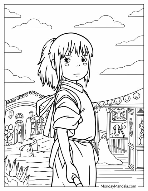 Gibli Studio Coloring Pages, Ghibli Coloring Pages Free Printable, Cool Coloring Pages Free Printable, Studio Ghibli Coloring Pages, Ghibli Coloring Pages, Ghibli Coloring, Coloring Pages Anime, Anime Coloring Book, Manga Coloring Pages