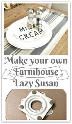 Farmhouse Lazy Susan, Recycler Diy, Diy Lazy Susan, Italian Bedroom Furniture, Thrift Store Upcycle, Thrift Store Diy, Farmhouse Crafts, Thrift Store Crafts, Farmhouse House