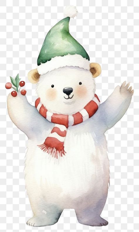 Christmas Polar Bear Illustration, Animal Representation, Illustration Bear, Polar Bear Cartoon, Polar Bear Illustration, Snowman Cartoon, Christmas Polar Bear, Polar Bear Christmas, Cute Polar Bear