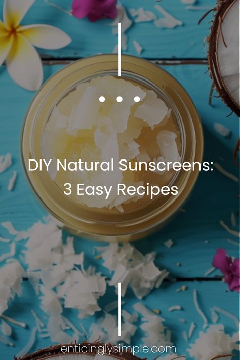 Protect your skin this summer with these 3 simple DIY natural sunscreen recipes. Unlock soothing benefits with ingredients like coconut oil and more to shield you from the sun. Making your own sunscreen is not only easy and fun but ensures you're using natural ingredients to nourish your skin while preventing sunburn. Enjoy a worry-free day at the beach or park with hand-crafted sun protection that’s gentler on your skin and the environment. Your natural skin care journey starts here with sunlight-friendly recipes! Natural Sunscreen Recipe Sun Protection, Diy Mineral Sunscreen, Diy Sunscreen For Face, Homemade Sunscreen Natural, Diy Sunscreen Lotion, Diy Sunblock, Tallow Sunscreen, Diy Natural Sunscreen, Diy Facial Moisturizer