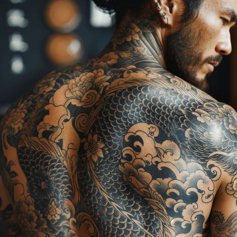 Tradition Dragon Tattoo, Japanese Traditional Tattoo Back Piece, Back Tattoo Men Japanese, Back Dragon Tattoo Men, Irezumi Tattoos Back, Shoulder Japanese Tattoo, Japan Back Tattoo, Japanese Tattoo Art Back, Japanese Line Tattoo