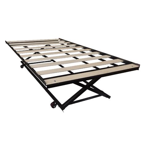 Glideaway Twin Pop-Up Roll Out Trundle | Nebraska Furniture Mart Pop Up Trundle Bed, Pop Up Trundle, Trundle Bed Frame, Hillsdale Furniture, Twin Mattress Size, Wood Bed Frame, Trundle Bed, Wooden Slats, Wood Beds