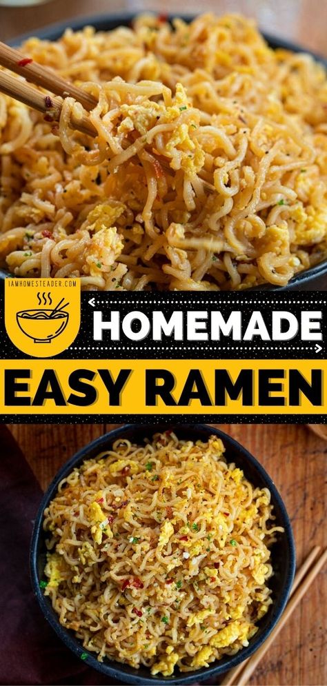 Parmesan Ramen Noodles, Easy Simple Noodle Recipes, Easy Ramen Upgrade, Ramon Noodles Recipes With Egg, Easy Quick Asian Recipes, Rice Ramen Noodle Recipes Easy, Quick Easy Dinner No Meat, Homemade Chicken Ramen Noodles, Instapot Ramen Noodles