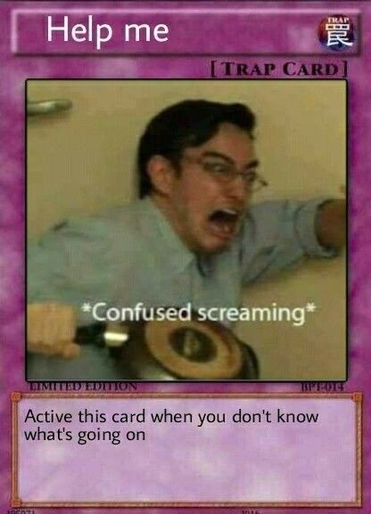 Pokemon Card Memes, Confused Screaming, Yugioh Trap Cards, Mood Card, Response Memes, Funny Yugioh Cards, Current Mood Meme, Yugioh Cards, Memes Kpop