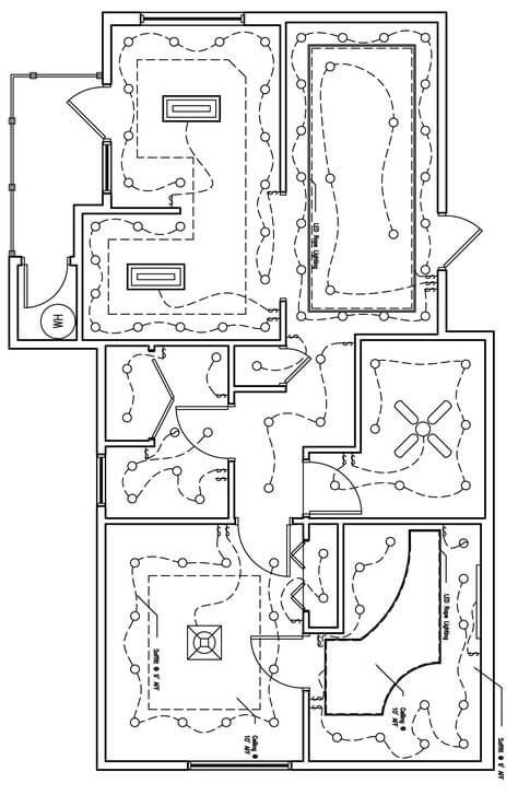 Electrical House Plan details - Engineering Discoveries Reflected Ceiling Plan Interiors, Electrical Layout Plan Home, Reflective Ceiling Plan, Reflected Ceiling Plan, Zen Home, Electrical Symbols, Home Electrical Wiring, Ceiling Plan, Electrical Circuit Diagram