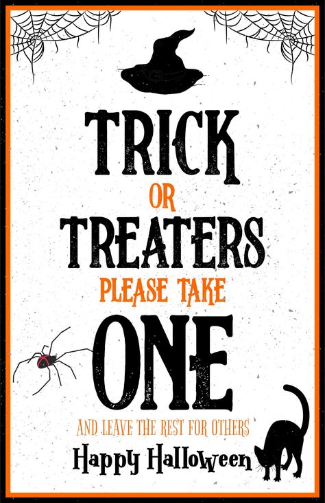 Printable Trick Or Treat Porch Sign Trick Or Treat Porch Sign, Trick Or Treat Sign Printable, Printable Signs Free, Trick Or Treat Sign, Candy Signs, Happy Halloween Signs, Halloween Goodie Bags, Delivery Driver, Halloween Goodies