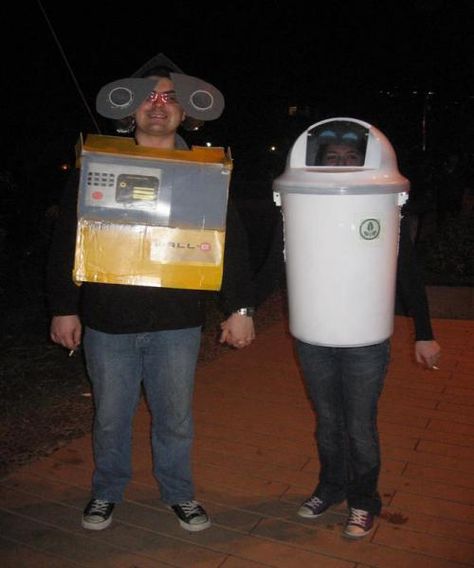 wall-e and eve costume Couple Halloween Costumes Video Games, Walle And Eve Couples Costumes, Wall-e Eve Costume, Wall E Inspired Outfit, Wallee And Eve Costumes, Walle Halloween Costume, Wallie Eve Costume, Walle And Eva Cosplay, Wallee And Eve Halloween Costume