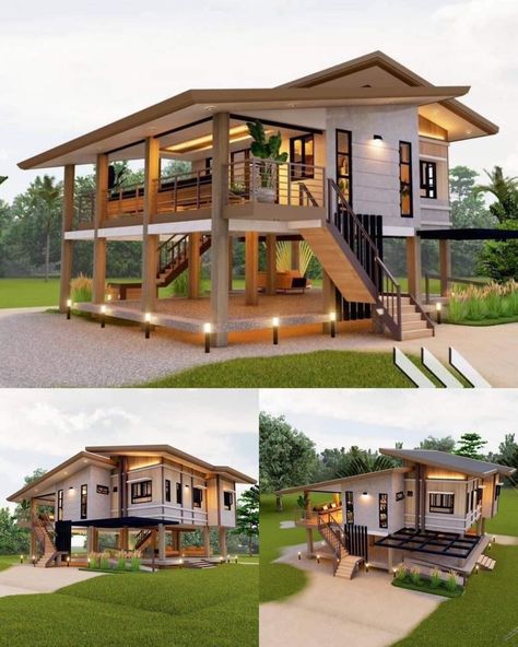 Small House Model, Small House Design Philippines, Elevated House, Small House Blueprints, Tropical House Design, Hello How Are You, Tiny House Village, Tree House Plans, House On Stilts