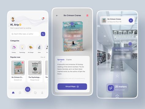 AR Library - App Design by Arip for Enver Studio on Dribbble Ar Interface Design, Library App Design, Creative App Design, Ar App, Ux Design Principles, Ar Design, Library Plan, Creative Market Design, Library App