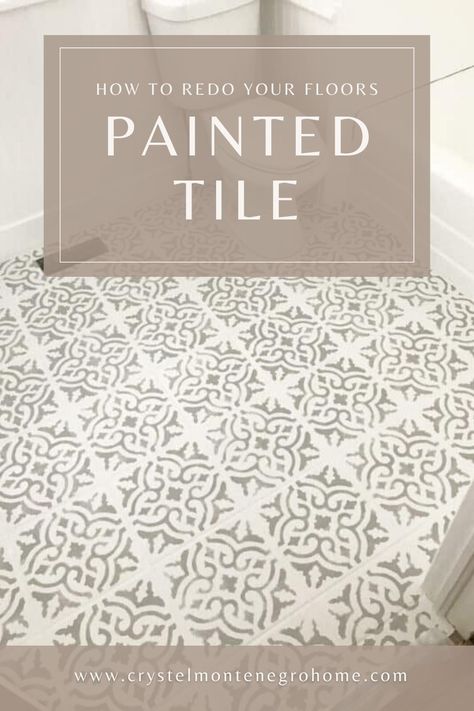 Discover how to give your tile floors a stunning makeover with our step-by-step painting tutorial! Learn how to transform outdated or plain tiles into a work of art with the right techniques and colors. Whether it's a kitchen, bathroom, or entryway, painting tile floors can breathe new life into your space and add a touch of personality. Click to explore our tips and unleash your creativity with this budget-friendly home improvement project! Can You Paint Ceramic Tile Floors, Bathroom Floor Stencil Ideas, Floor Tiles Painting, How To Retile Bathroom Floor, How To Paint Tile, Painting Tile Floors Bathroom, Floor Stencil Patterns, Entryway Painting, Transformation Painting