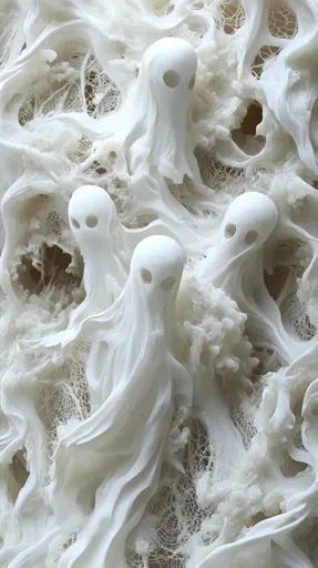 ↑↑↑ Larger size on website 🔸 The image depicts a swirling, ethereal scene of white ghosts amidst delicate, lace-like textures. Th Cloudy Background, Image Generator, Happy Halloween, Art Images, Art Inspo, Ghost, Texture, Halloween, Lace