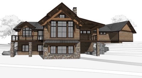 Kirsch Design | Saranac, NY | Timberbuilt Sims 4 Mountain Lodge, Lodge Blueprints, Lodge Floor Plans Layout, Mountain Lodge Floor Plans, Ski Lodge Floor Plan, Two Story Cabin, Modern Suburban House, Cabin Mansion, Sips Panels