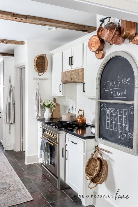 Rustic Galley Kitchen, Galley Kitchen Ideas Narrow, Pine And Prospect Home, Pine And Prospect, English Cottage Kitchens, Boho Kitchen Ideas, Cottage Style Kitchen, Stylish Interior Design, Cottage Kitchens