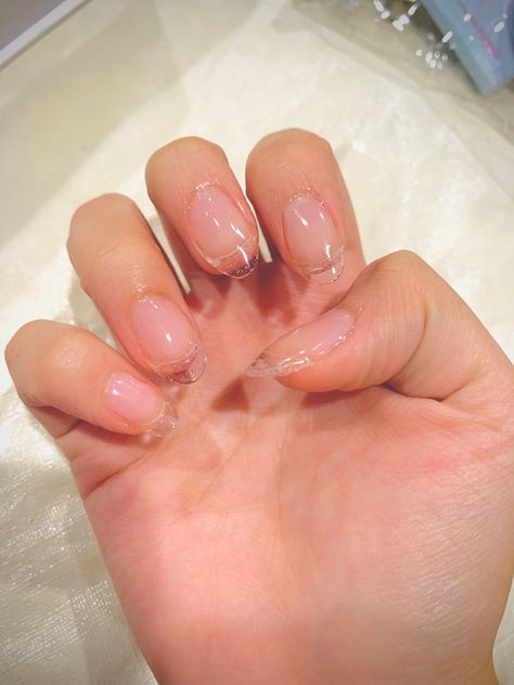 Gel Clear Nails Short, Clear Glass Nails, Glossy Clear Nails, Short Round Clear Nails, Clear Gel Manicure Short Nails, Glass Nails Acrylic Clear Short, Clear Gel Nails Natural Short, Clear Short Nails, Short Clear Nails