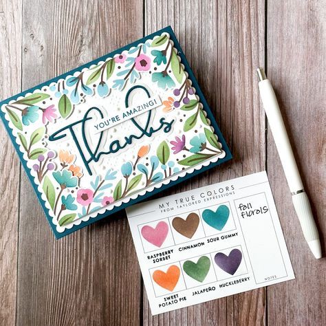 Pretty Handwriting, Beautiful Handwriting, Taylored Expressions, Floral Spray, Pretty Cards, Floral Border, Card Inspiration, Ink Pads, Make A Difference