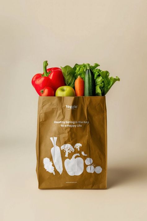 Supermarket Bags Design, Food Paper Bag, Grocery Shopping Aesthetic, Paper Bag Mockup, Shopping Bag Mockup, Food Paper, Food Mockup, Tote Bag Mockup, Paper Grocery Bags