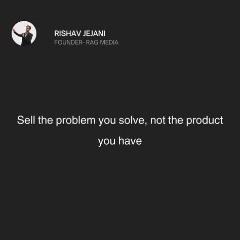 Selling the Problem we can solve, is much better Mindset, then just selling the product we have, what do you think about it? Better Mindset, April 12, Think About It, R A, You Think, Thinking Of You, Media, Canning, On Instagram