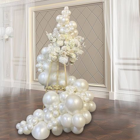 Amazon.com: Pearl White Balloons Garland Arch Kit Different Sizes 18 12 10 5 Inch White ivory Latex Balloon for Wedding birde to be Birthday anniversary Christmas decorations : Toys & Games Pearls Wedding Theme, Engagement Balloons, Pearl Balloons, Pearl Anniversary, Pearl Party, Bridal Shower Balloons, Balloon Garland Diy, Up Balloons, Garland Arch