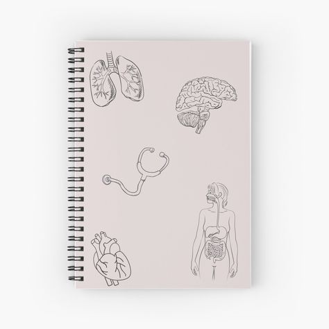 Get my art printed on awesome products. Support me at Redbubble #RBandME: https://www.redbubble.com/i/notebook/Medical-Anatomy-Light-pink-mixed-symbols-by-stitchymed/67145409.WX3NH?asc=u Medical Notebook, School Book Covers, Medical Theme, Books Design, Notebook Cover Design, Skin Science, Medical Anatomy, Anatomy And Physiology, Spiral Notebooks